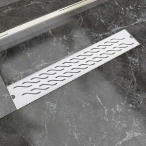Desagüe de ducha lineal ondulado acero inoxidable 630x140 mm D