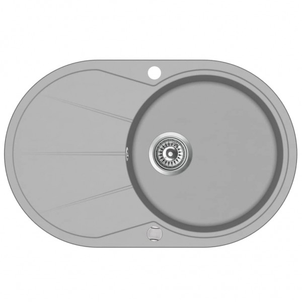 Frigadeira de cozinha de granito com peito oval cinza D