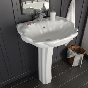 Lavabo de pie de cerámica blanco 580x510x200 mm D