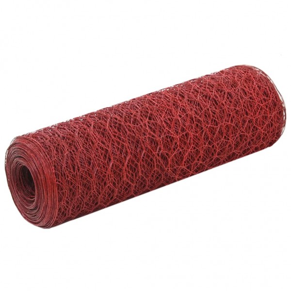 Arame de galinha aço revestimento PVC vermelho 25x0.5 m D