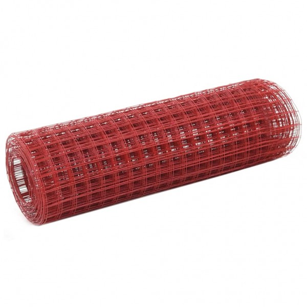 Alambrada de gallinero acero revestimiento PVC rojo 10x0.5 m D