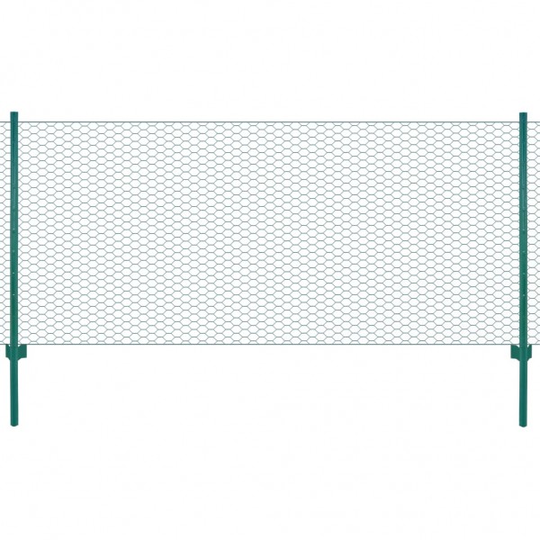 Parede de malha de arame com postes de aço 25x0,5 m verde D