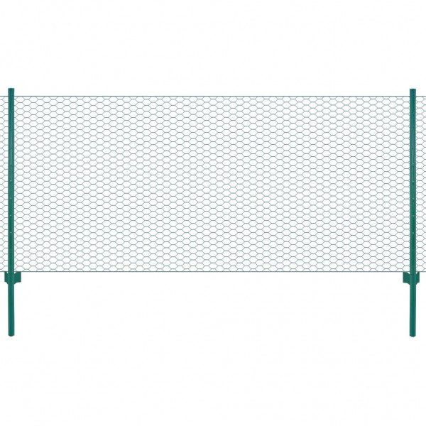 Parede de malha de arame com postes de aço verde 25x1 m D