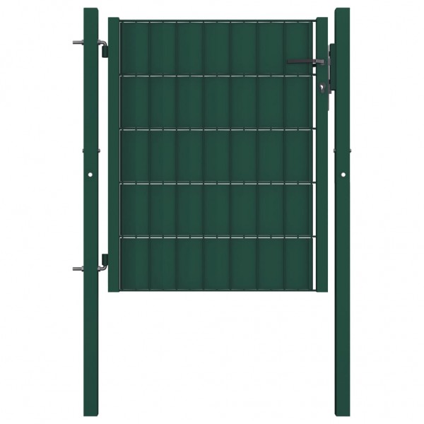 Puerta de valla de PVC y acero verde 100x101 cm D