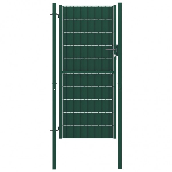 Puerta de valla de PVC y acero verde 100x204 cm D