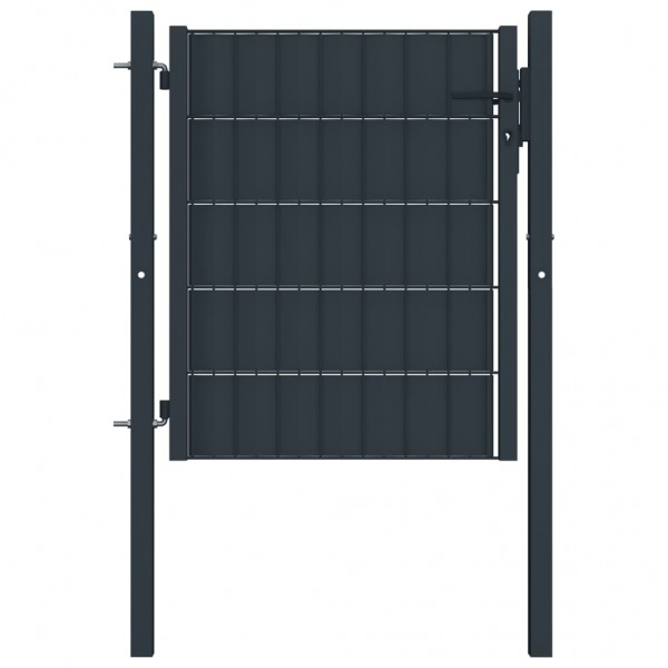 Puerta de valla de PVC y acero gris antracita 100x81 cm D