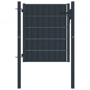 Puerta de valla de PVC y acero gris antracita 100x101 cm D