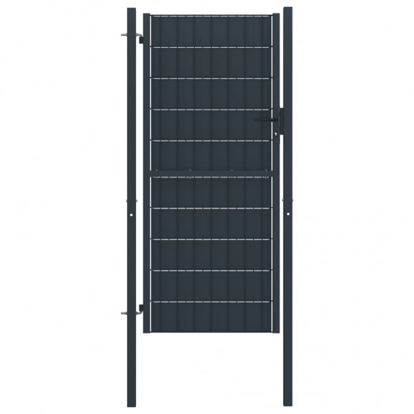 Puerta de valla de PVC y acero gris antracita 100x124 cm D