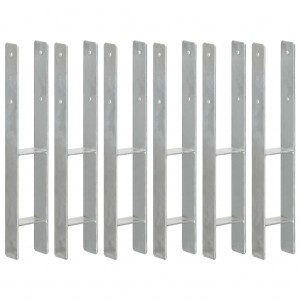 Anclajes de valla 6 uds acero galvanizado plateado 9x6x60 cm D