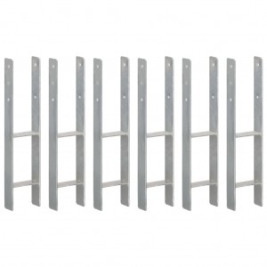 Anclajes de valla 6 uds acero galvanizado plateado 12x6x60 cm D