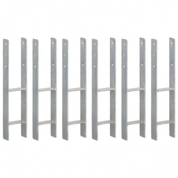 Anclajes de valla 6 uds acero galvanizado plateado 12x6x60 cm D