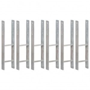 Anclajes de valla 6 uds acero galvanizado plateado 14x6x60 cm D
