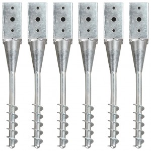 Estacas de solo 6 unidades aço galvanizado prata 7x7x56 cm D