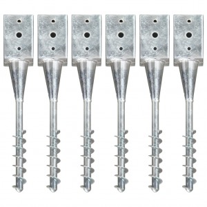 Estacas de solo 6 unidades aço galvanizado prata 9x9x56 cm D