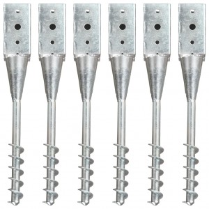 Estacas de solo 6 peças aço galvanizado prata 10x10x57 cm D