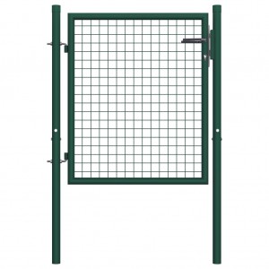 Puerta de valla de acero verde 100x75 cm D