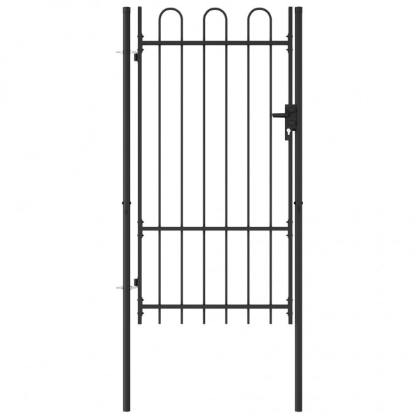 Cancela de valla con una puerta y arco acero negro 1x1.75 m D