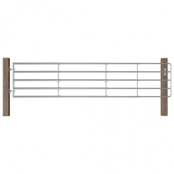 Portão com 5 barras para campo aço prateado (150-400)x90 cm D