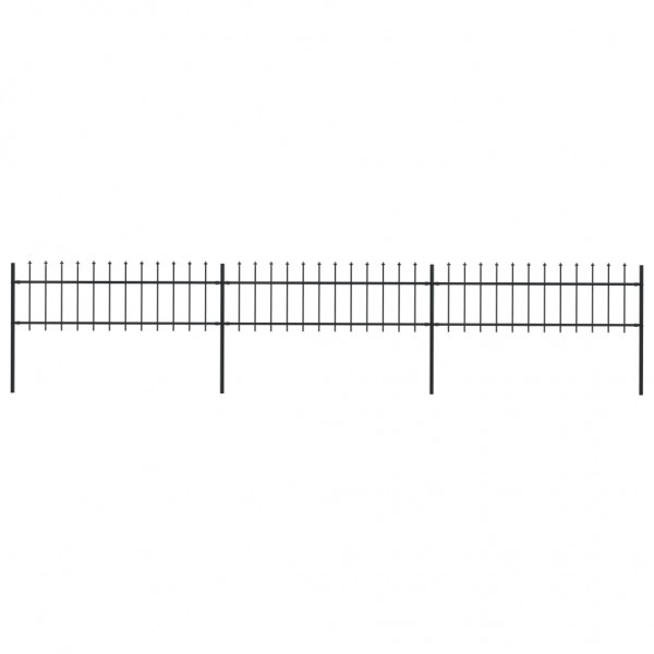 Valla de jardín con puntas de lanza acero negro 5.1x0.6 m D
