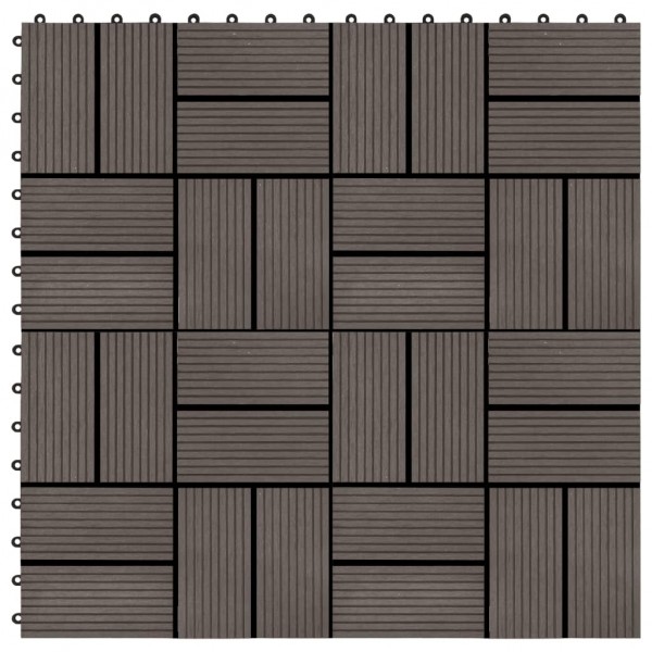 Baldosas de porche WPC 30x30 cm 2 m² marrón oscuro 22 unidades D