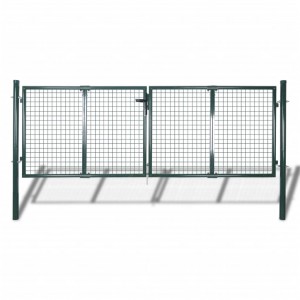 Puerta de valla de acero verde 306x175 cm D