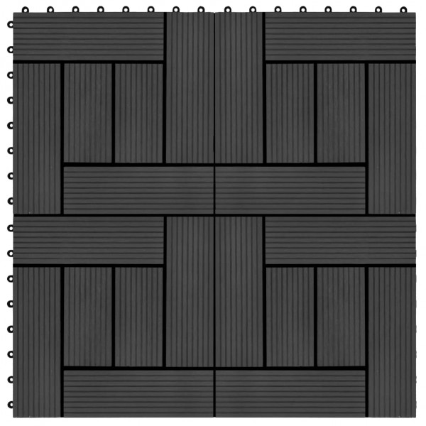 Telas de porão de WPC 30x30 cm 1 m2 preto 11 unidades D