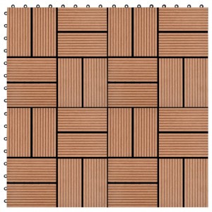 Baldosas de porche de WPC 30x30 cm 1 m² marrón 11 unidades D