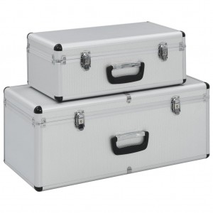 Cajas de almacenamiento 2 unidades aluminio plateado D