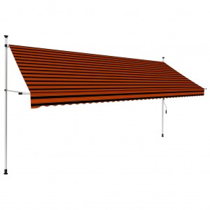 Toldo manual retrátil laranja e marrom 400 cm D