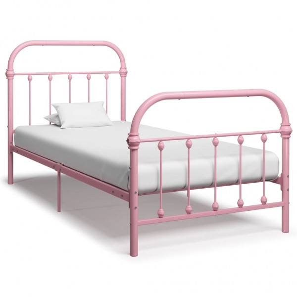 Estrutura de cama de metal rosa 100x200 cm D