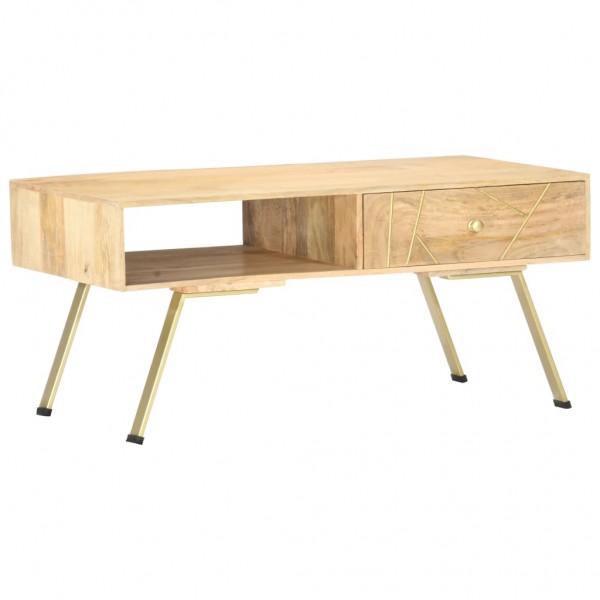 Mesa central de madeira maciça de mangue 95x50x42 cm D