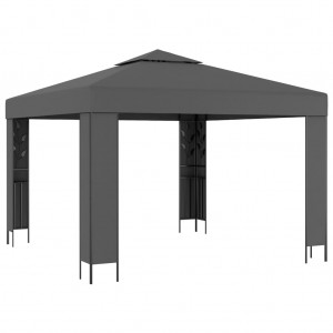 Cenador con doble techo gris antracita 3x3 m D