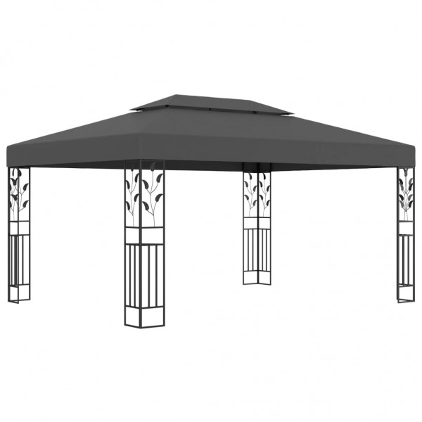 Cenador con doble techo gris antracita 3x4 m D
