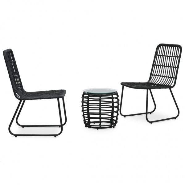 Set de mesa y sillas de jardín 3 piezas ratán sintético negro D