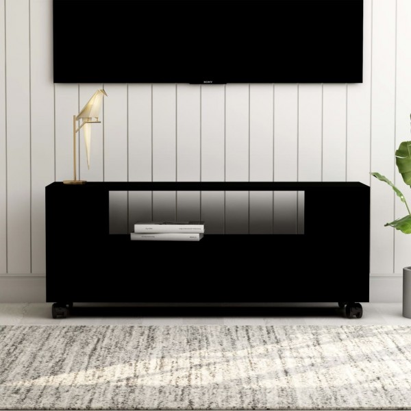 Móveis de televisão de madeira contraplacada preta 120x35x48 cm D