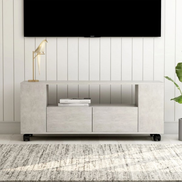 Mobiliário de TV madeira contraplacada cinza concreto 120x35x48 cm D