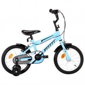 Bicicleta para niños 14 pulgadas negro y azul D