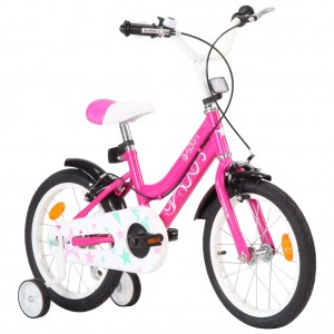 vidaXL Bicicleta para niños 24 pulgadas rosa y blanco