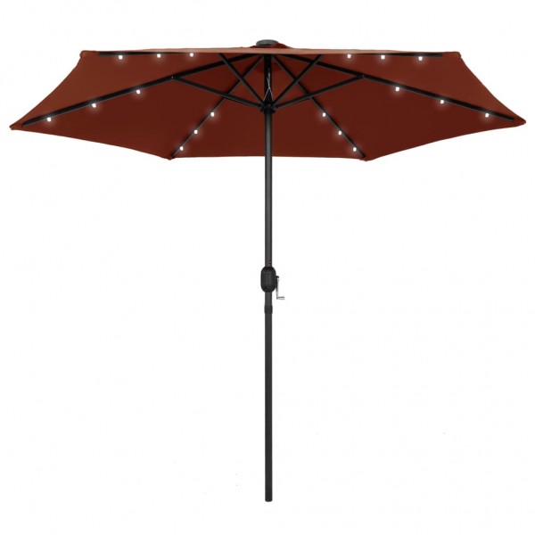 Guarda-chuva com luzes LED e pau de alumínio terracota 270 cm D