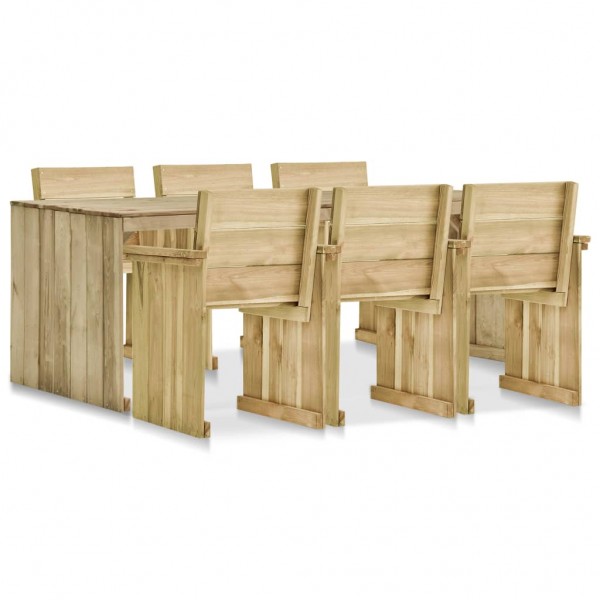 Set de mobiliário de jantar de jardim 7 pzas madeira de pinho impregnada D