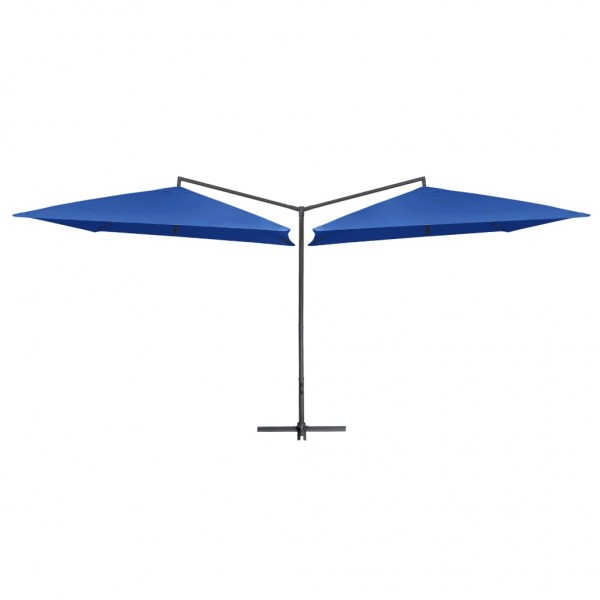 Um guarda-chuva de jardim duplo de aço azul azul 250x250 cm D