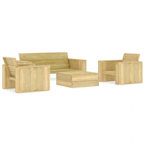 Juego de muebles de jardín 4 piezas madera de pino impregnada D
