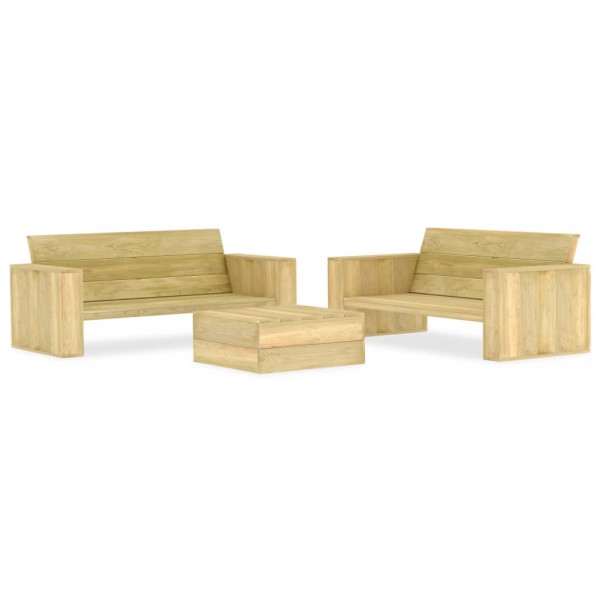 Juego de muebles de jardín 3 piezas madera de pino impregnada D