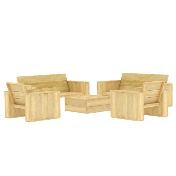 Juego de muebles de jardín 5 piezas madera de pino impregnada D