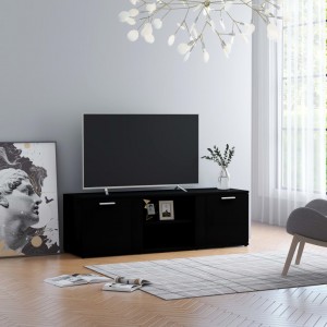 Mueble de TV madera contrachapada negra 120x34x37 cm D
