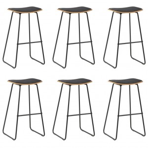 Taburetes de cocina 6 unidades cuero sintético negro D