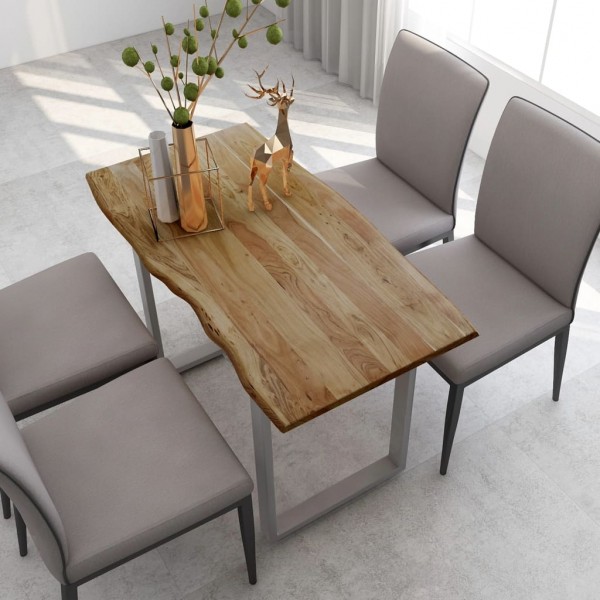 Mesa de comedor de madera maciza de acacia 118x58x76 cm D