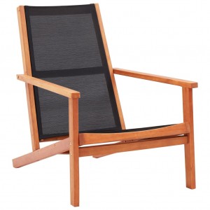 Cadeira de jardim de madeira maciça de eucalipto e têxtil preto D