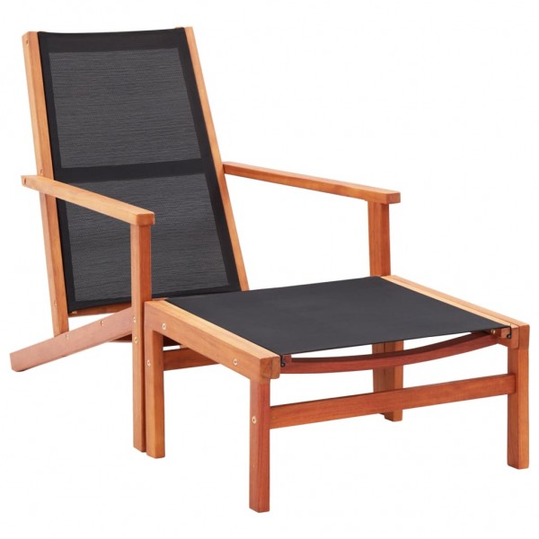 Cadeira de jardim com apoio de pé de madeira de eucalipto e textilene D