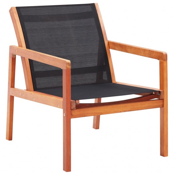 Cadeira de jardim de madeira maciça de eucalipto e têxtil preto D